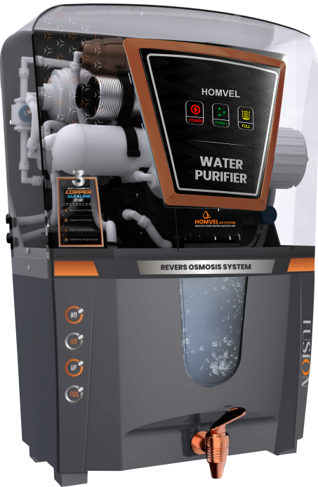 Fusion RO Water Purifier – Transparent Grey Edition